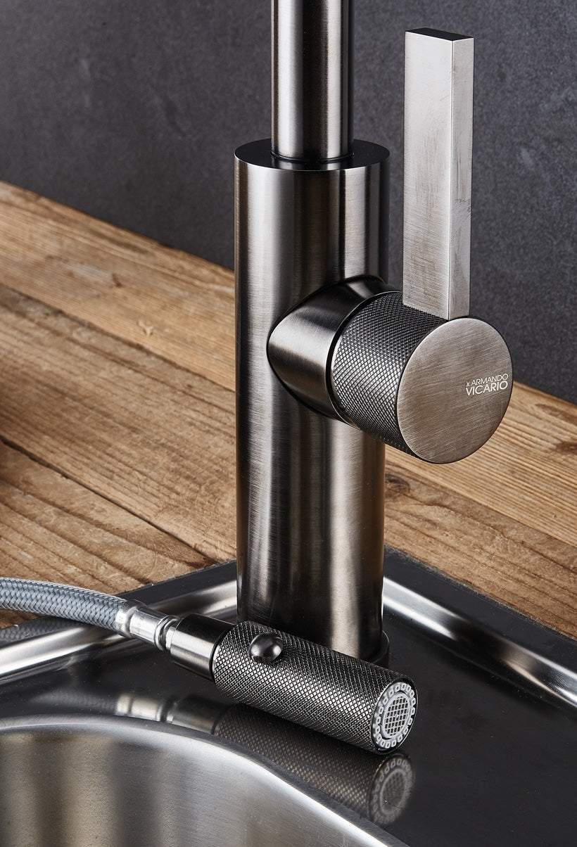 Luz Industrial Brass Kitchen Mixer