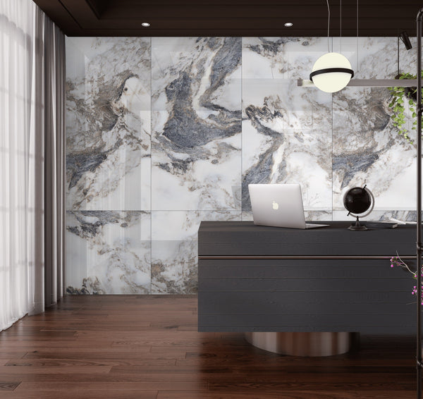 Snow Grains Navy Glossy