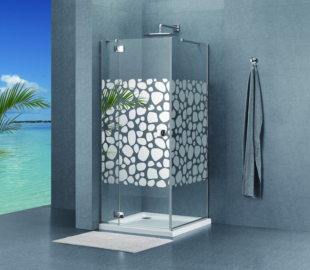 Glass Ripple Pattern Shower Cabin