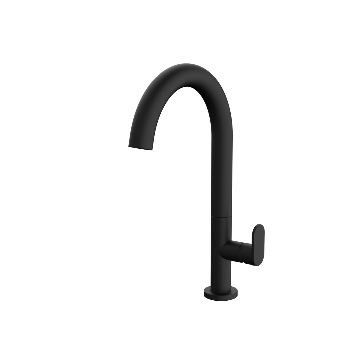 Slim High-Neck Matt Black Basin Mixer