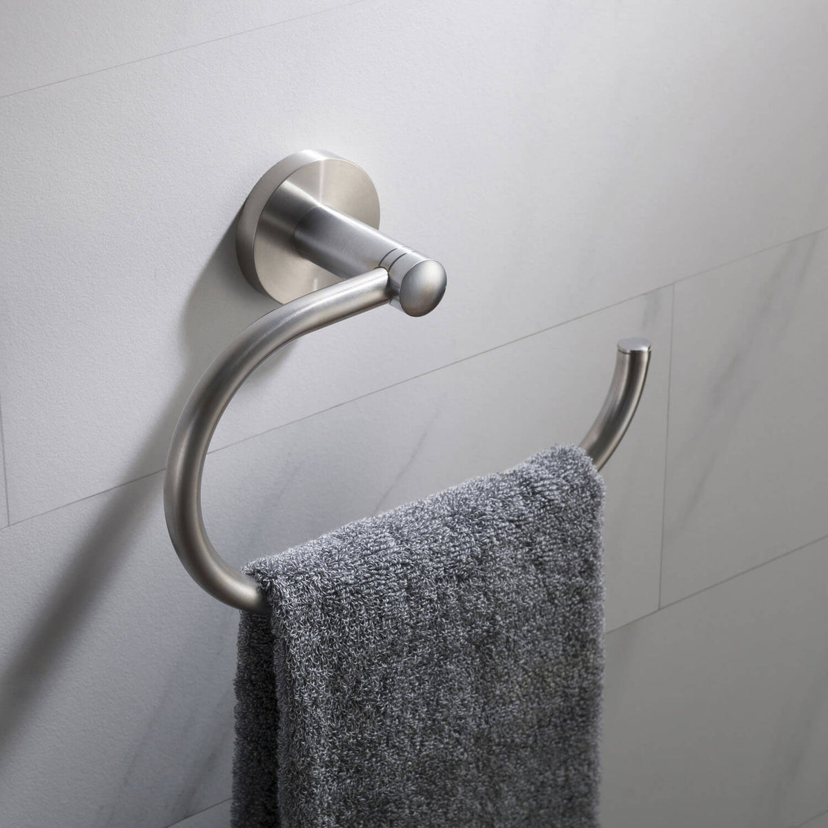 Eternity Brushed Nickel Towel Ring